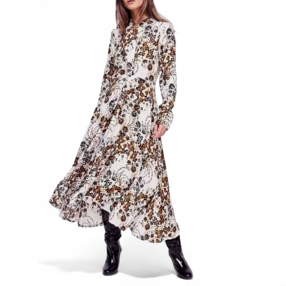 Free People Tough Love Floral Long Sleeve Classic Shirt Midi Maxi Boho Dress 2 - Picture 1 of 16